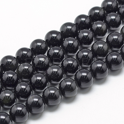 Natural Obsidian Beads Strands G-R446-4mm-24-1