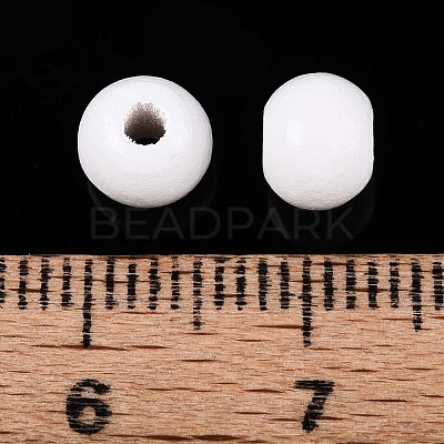 Spray Painted Round Natural Schima Wood Beads WOOD-T032-6mm-30-1