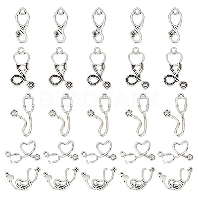100Pcs 5 Style Tibetan Style Alloy Pendants & Pendant Rhinestone Settings TIBEP-GO0001-04-1
