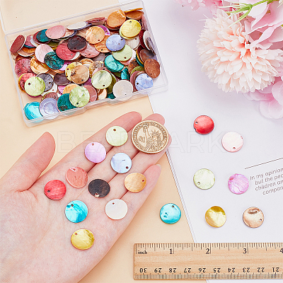 160Pcs 10 Colors Spray Paint Natural Akoya Shell Pendants SHEL-ME0001-07-1