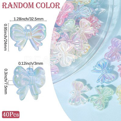 40Pcs Luminous Rainbow Iridescent Plating Transparent Acrylic Pendants TACR-SP0001-29-1