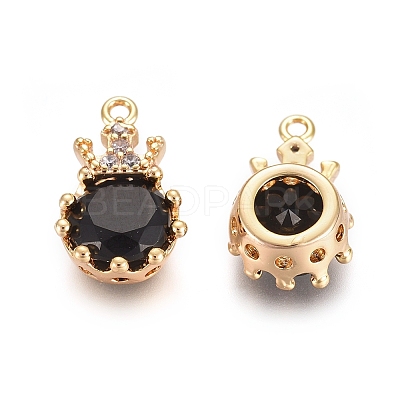 Brass Glass Pendants KK-P138-09G-1