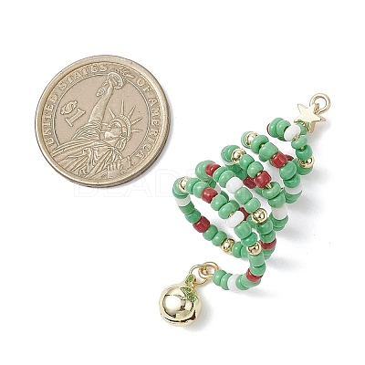 Glass Seed Beaded Christmas Tree Big Pendants PALLOY-TA00330-02-1