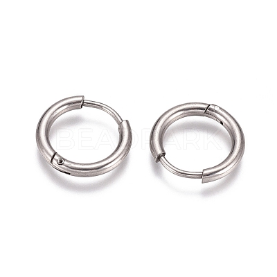 Tarnish Resistant 304 Stainless Steel Huggie Hoop Earrings EJEW-G272-02-10mm-P-1