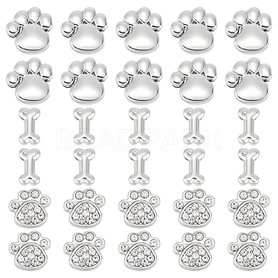 30Pcs 3 Styles Alloy Rhinestone Slide Charms FIND-SC0010-34-1