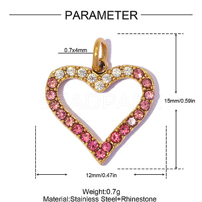 304 Stainless Steel with Rhinestone Charms RB-OY001-34G-01-1