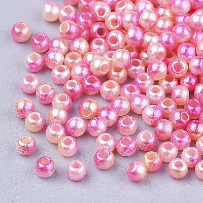 Rainbow ABS Plastic Imitation Pearl Beads X1-OACR-Q174-8mm-04-1
