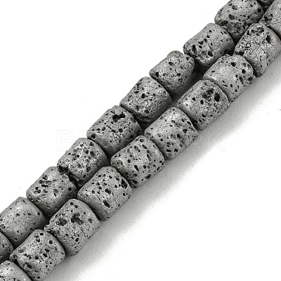 Electroplated Natural Lava Rock Beads Strands G-Z032-J04-12C-1