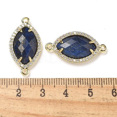 Dyed Natural Lapis Lazuli Faceted Horse Eye Connector Charms G-G181-07G-04-1