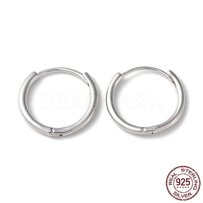 Anti-Tarnish Rhodium Plated 925 Sterling Silver Huggie Hoop Earrings STER-D016-03E-P-1