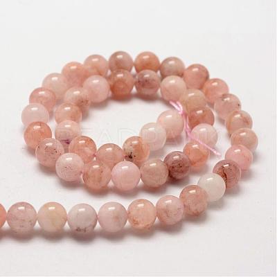 Natural Morganite Round Bead Strands G-O143-05-8mm-1