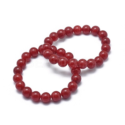 Natural Jade Bead Stretch Bracelets BJEW-K212-A-036-1