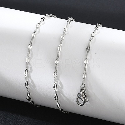 Non-Tarnish 304 Stainless Steel Dapped Chain Necklace for Men Women NJEW-E076-02P-1