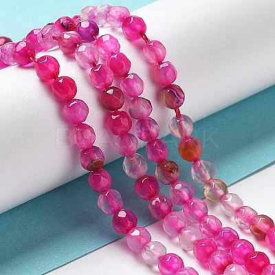 Faceted Natural Striped Agate/Banded Agate Beads Strands X-G-F447-4mm-H08-1