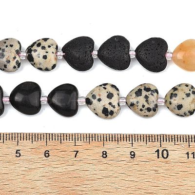 Gradient Color Natural Lava Rock & Pink Aventurine & Topaz Jade & Dalmatian Jasper & Black Obsidian Beads Strands G-B185-A01-1
