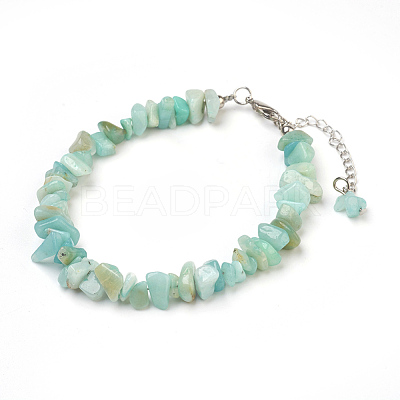 Natural Flower Amazonite Chip Beads Anklets AJEW-AN00229-08-1