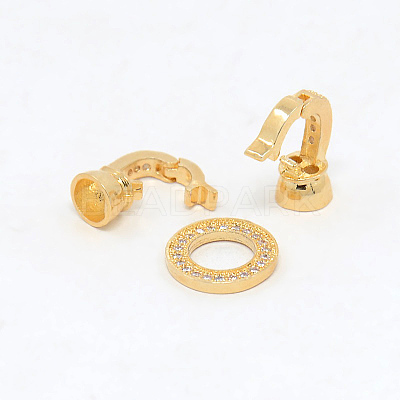 Brass Micro Pave Cubic Zirconia Fold Over Clasps X-ZIRC-P003-27G-1