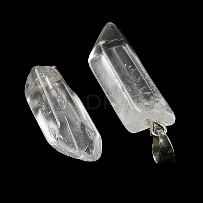 Natural Quartz Crystal Pointed Pendants G-G779-02P-1