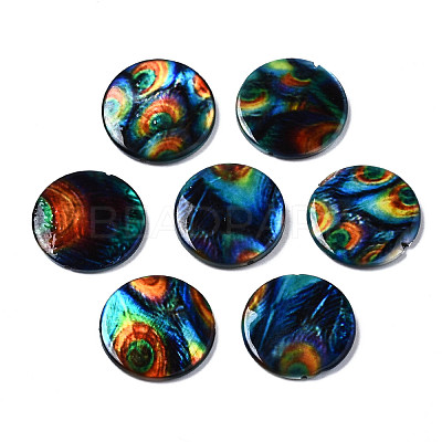 Printed Natural Freshwater Shell Beads X-SHEL-N026-144-1