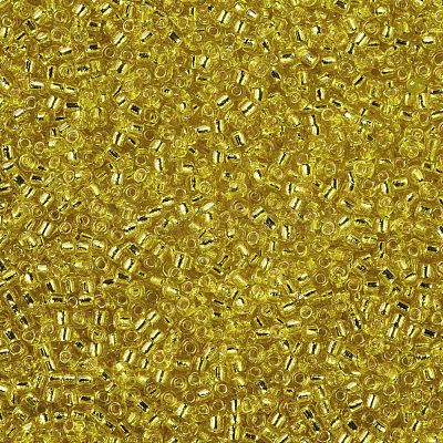 Yellow 11/0 Grade A Round Transparent Glass Seed Beads X-SEED-Q007-F35-1