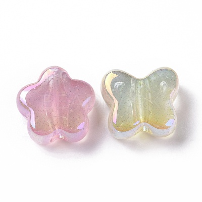 UV Plating Rainbow Iridescent Luminous Acrylic Beads OACR-E010-12-1