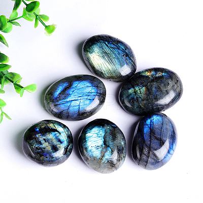 Natural Labradorite Pocket Palm Stone G-PW0003-03B-1