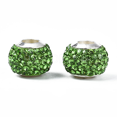 Handmade Polymer Clay Rhinestone European Beads RB-N053-001-07-1