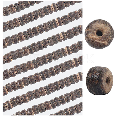6 Strands Natural Coconut Shell Rondelle Bead Strands COCB-SC0001-02C-1