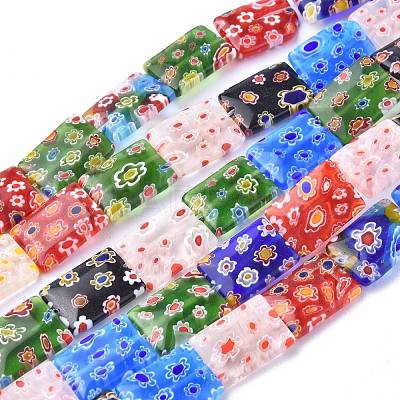 Rectangle Handmade Millefiori Glass Beads Strands LK-R004-22-1