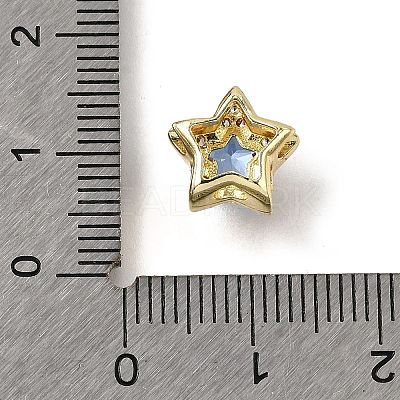 Brass Micro Pave Cubic Zirconia Beads KK-D379-01G-07-1