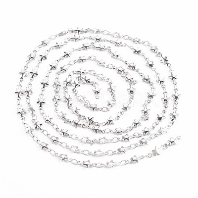Non-Tarnish 201 Stainless Steel Star & Oval Link Chains STAS-N092-107-1