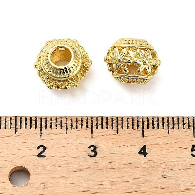 Hollow Brass European Beads KK-L229-012G-1