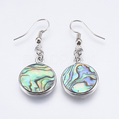 Abalone Shell/Paua Shell Dangle Earrings EJEW-F147-A08-1