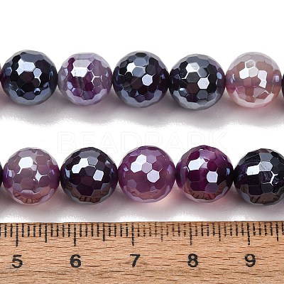 Electroplated Natural Agate Beads Strands G-B191-A07-10mm-10-1