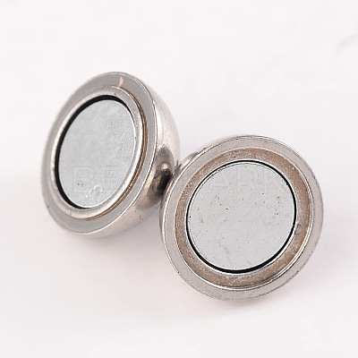 Tarnish Resistant Round 304 Stainless Steel Magnetic Clasps with Loops STAS-N014-01-8mm-1