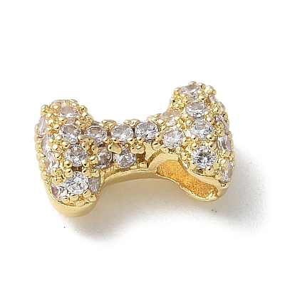 Brass Micro Pave Cubic Zirconia Beads KK-P290-61G-I-1