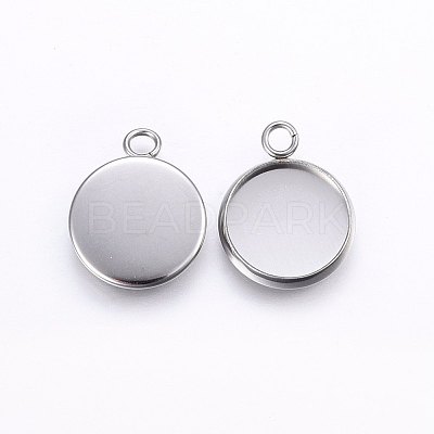 Tarnish Resistant 304 Stainless Steel Pendant Cabochon Settings STAS-I095-26P-B-1