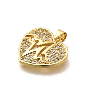 Rack Plating Brass Micro Pave Cubic Zirconia Pendants KK-L226-001G-08-1