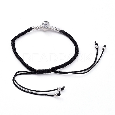 Skull Adjustable Brass Nylon Thread Braided Bracelets BJEW-JB04984-03-1