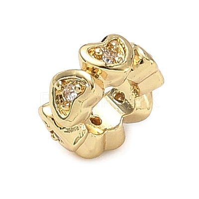 Brass Micro Pave Clear Cubic Zirconia European Beads ZIRC-I356-28G-1