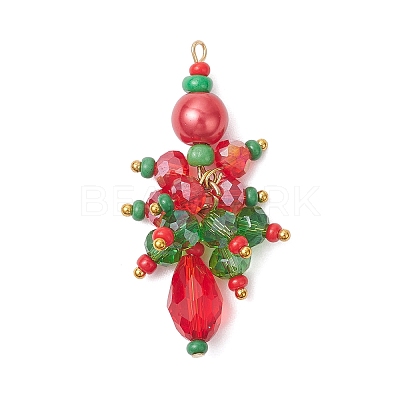 Glass Beaded Christmas Tree Pendants PALLOY-MZ01024-1