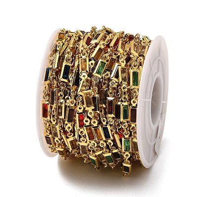 Brass Glass Rectangle Link Chains CHC-R001-01G-05-1