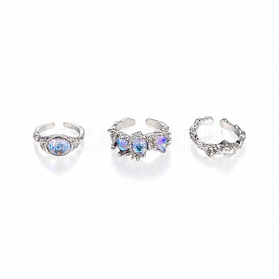 3Pcs Alloy with Rhinestone Cuff Rings FS-WGCB7EB-22-1
