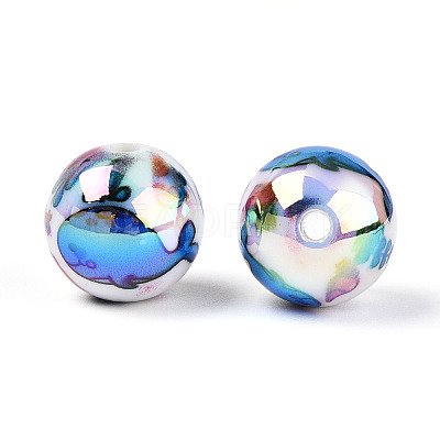 Ocean Theme Printed Opaque Acrylic Beads MACR-T048-07E-1