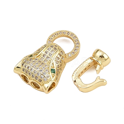 Brass Micro Pave Cubic Zirconia Fold Over Clasps ZIRC-L062-K01-G-1