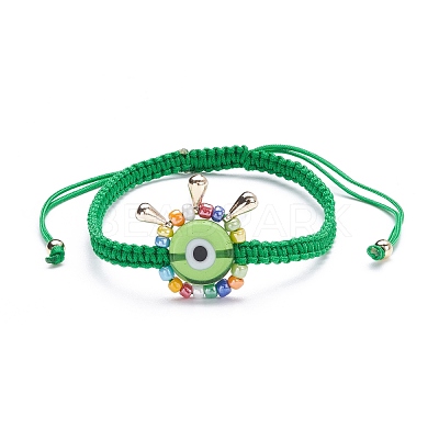 Big Evil Eye Braided Bead Bracelet BJEW-JB07109-03-1