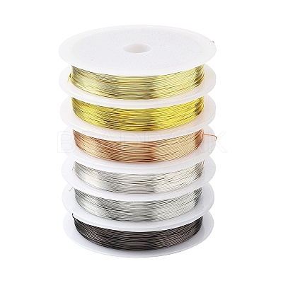 6 Rolls 6 Colors Round Copper Wire Set for Jewelry Making CWIR-NH0001-03D-0.4mm-1
