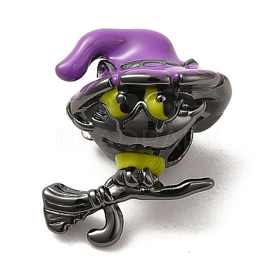 Halloween Brass Enamel European Beads X1-KK-A203-04A-B-1