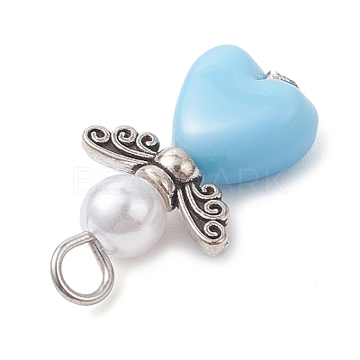 Acrylic & ABS Plastic Imitation Pearl Angel Pendants PALLOY-JF04466-02-1