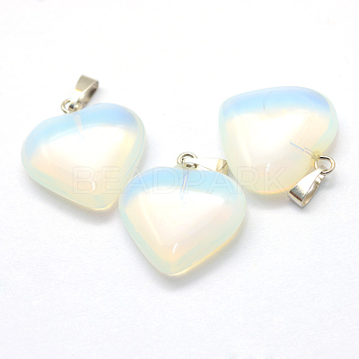 Heart Opalite Pendants G-Q438-06-1